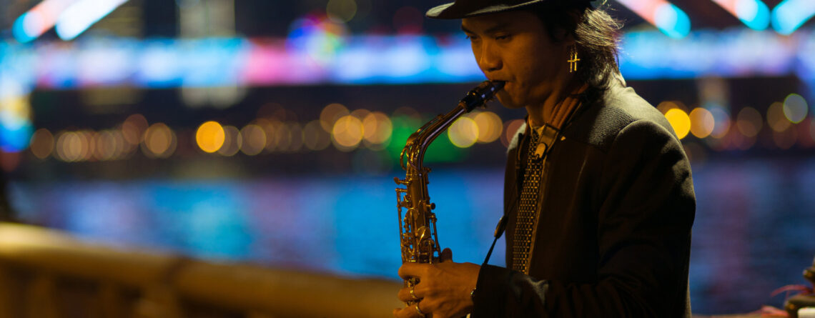 A man who played jazz in France music festival