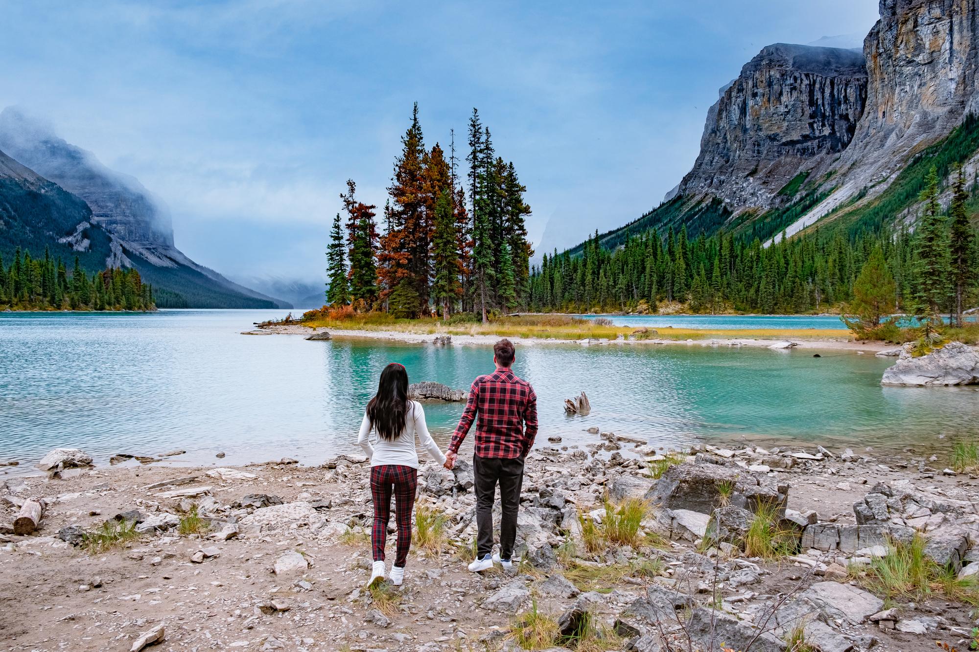 a couple going to Banff national for their honeymoon