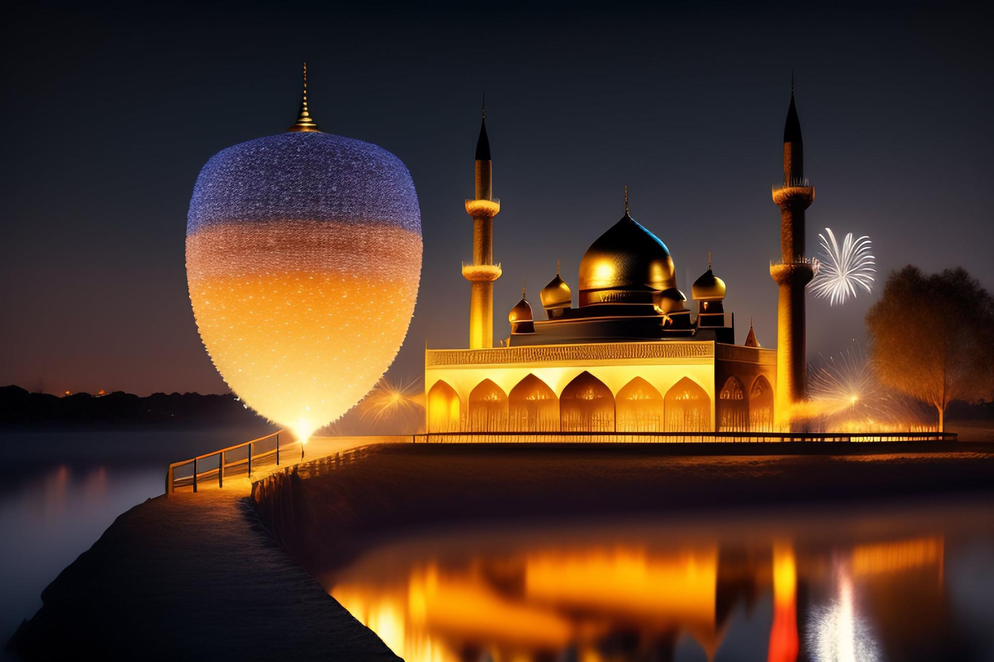 mosque in Doha at night