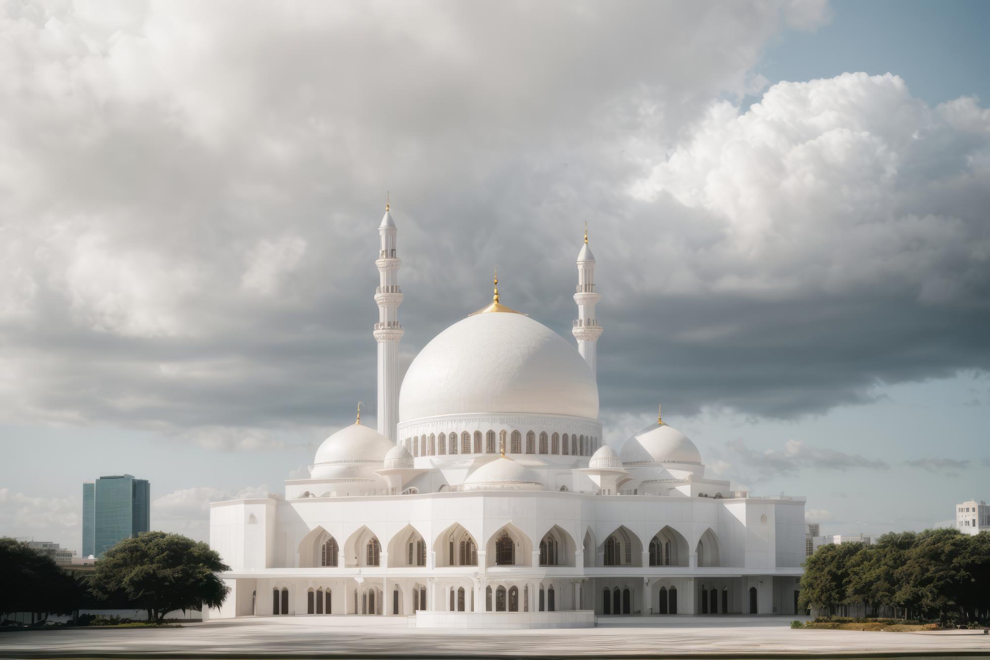 eid aladha beautiful white mosque background