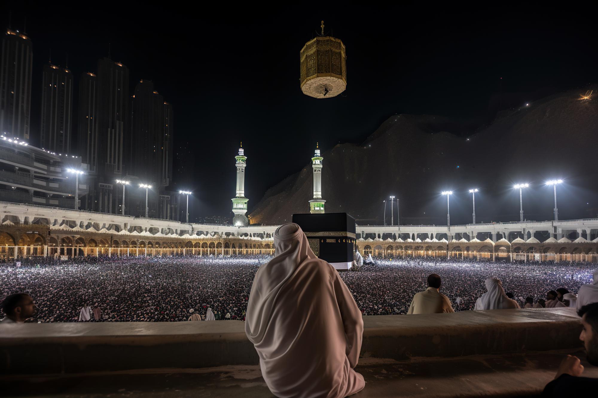 Muslim pilgrims gathered for umrah hajj in Mecca