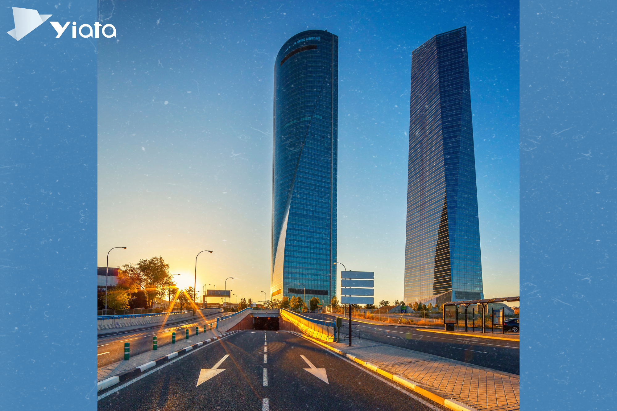 modern-skyscrapers-sunrise-cuatro-torres-madrid-spain